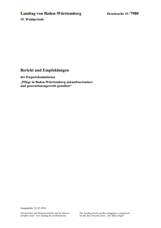 Abschlussbericht der Enquetekommission „Pflege in Baden-Württemberg“